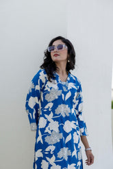 Summer Breeze Co-ord Set -Blue with White Floral Print